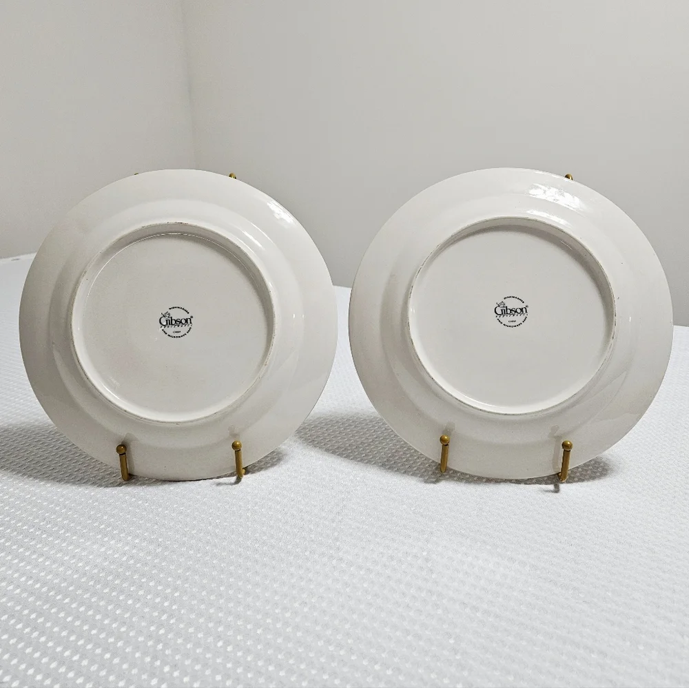 Gibson‎ 2 Roseland Pink Floral Dinner Plates Discontinued Stoneware Y2K 11" - Picture 7 of 11